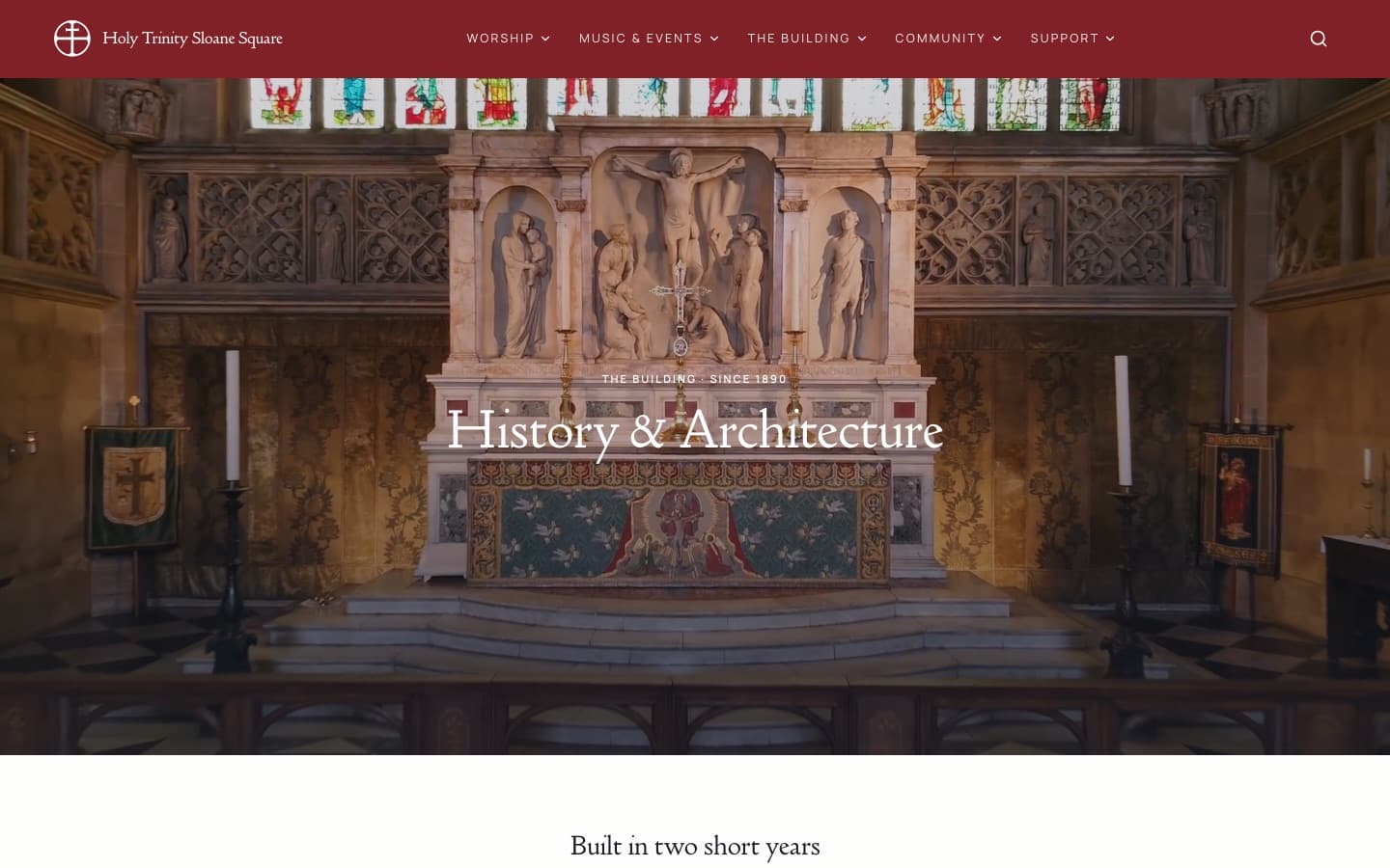 The History and Architecture page on the Holy Trinity site